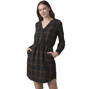 Prana Loop To Pines Dress Womens XS Dark Iron Plaid Organic Cotton Flannel NEW